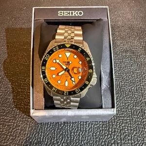 Seiko Vibrant Orange GMT Timepiece